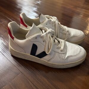 Veja White Sneakers with Red and Navy Details